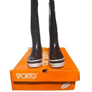 Sporto Black Waterproof Rain Boots
